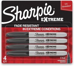 Durable Fine Point Black Permanent Markers, 4-Pack – Perfect for All Surfaces