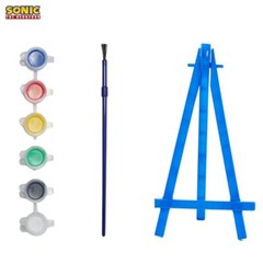 Sonic the Hedgehog Acrylic Paint Set for Kids with 3 Canvases Paintbrush Easel