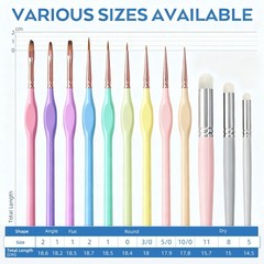 Fine Tip Paint Brushes 12Pcs, Miniature Models, Crafts, Oil Watercolor, Pastel