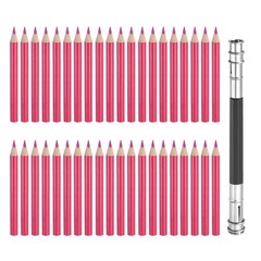 50Pcs Mini Colored Pencils 3.5 Inch Coloring Pencils with Extender, Rose Red