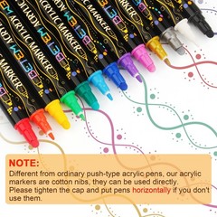 Betem 24 Colors Dual Tip Acrylic Paint Markers, 1 Count (Pack of 24), White