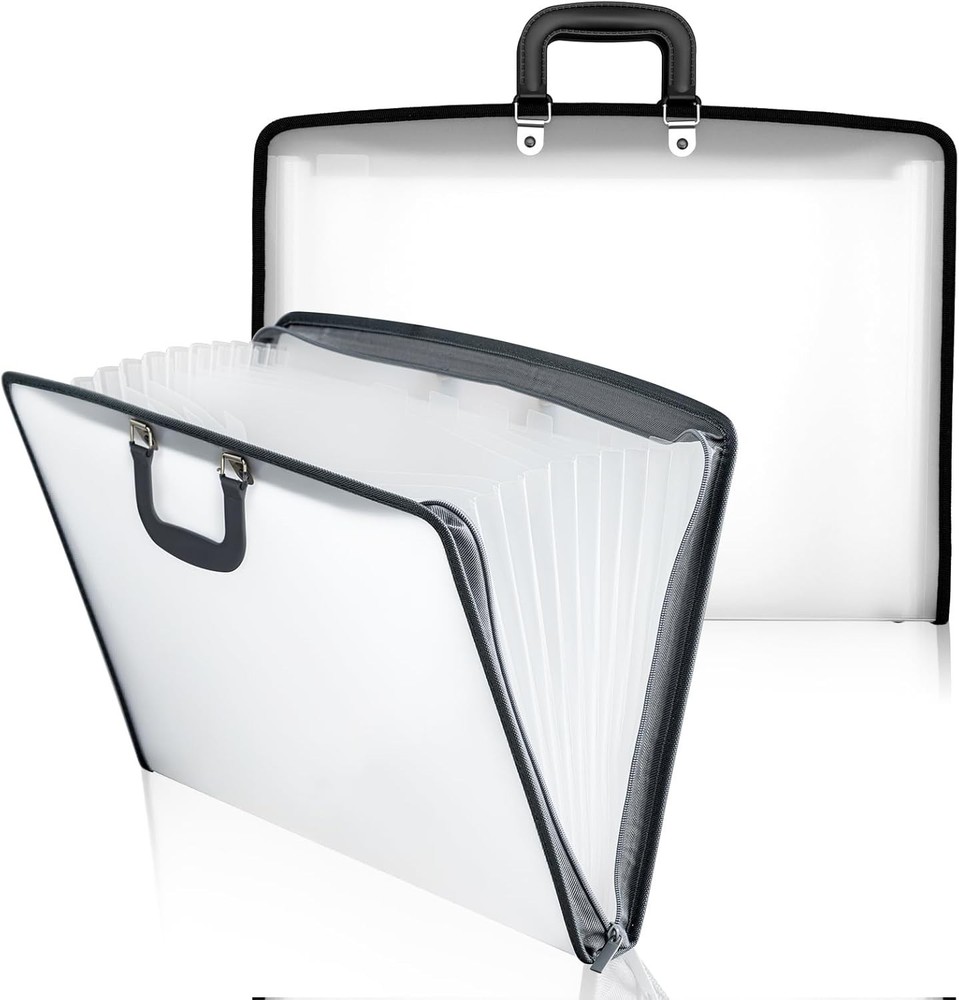 2 Pack 11 x 17 Art Portfolios, Expanding File Organizer with 13 Pocket for Ar…