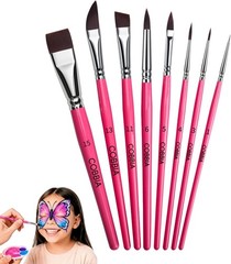 Face Paint Brush Set, 8pcs Artist Brushes for Body Varying, Pink