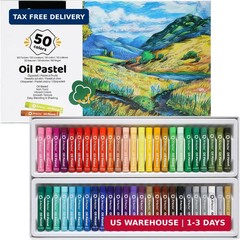 Artecho Oil Pastels Set of 50 Colors (8 x 60 mm), Soft Oil Pastels for Art Paint