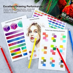 Kird Barken 80 Colored Pencils – Professional Color Pencils for Adult Coloring