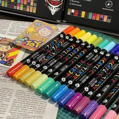 Share 120 Color Acrylic Paint Markers Dual Tip Brush Fine Pens Art Set