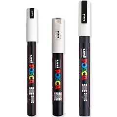 – Ultra Fine to Fine Paint Marker Pens Set – PC-1MR, PC-1M, PC-3M – White Ink…