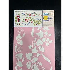90s Vtg- Stencil Magic by Delta -Strawberry Ribbon Border No. 95 200 0018 NWT