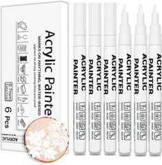 Acrylic Paint Pens Waterproof Markers 6 White Permanent Marker Pens Acrylic Pens