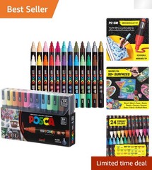 PC-5M Assorted Colors Water-Based Paint Markers – 24 Pack for Creative Artists