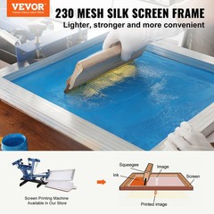 VEVOR Screen Printing Kit Silk Screen Printing Frame 20x24in 230 Count Mesh 2pcs