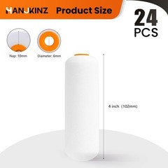 HANJKINZ Foam Paint Roller, 24 Pack, 4 24 pcs 4″ Roller Cover, White