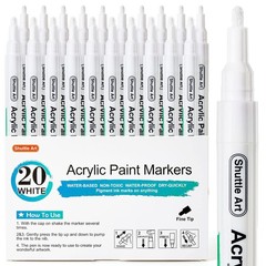 White Paint Pens, 20 Pack Fine Tip Acrylic Pens, Water-Based Quick Dry Marker…