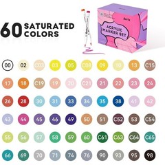 60 Colors Acrylic Paint Markers Waterproof Non-Toxic Brush Tip DIY Crafts New