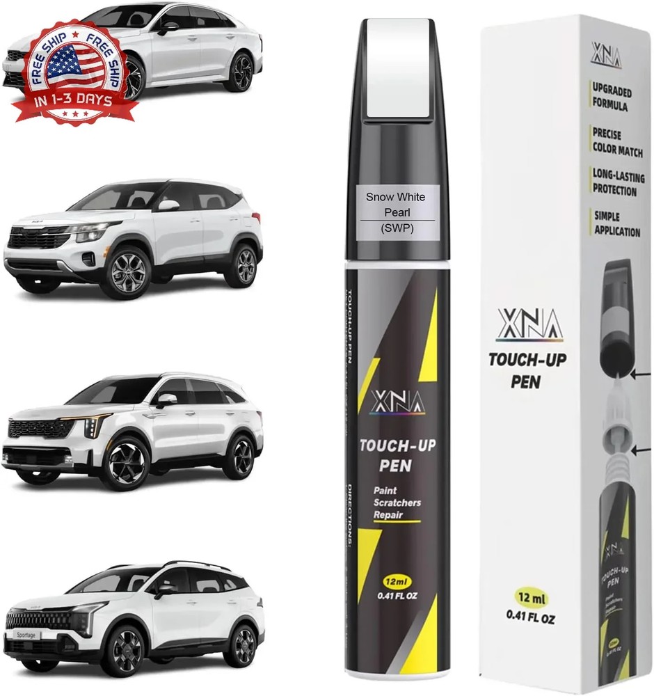 XNA Snow White Pearl(SWP) for KIA Touch Up Paint, 2 in 1 Car Scratch Remover wit
