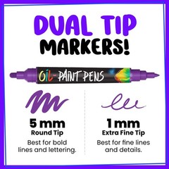 20 Oil Paint Pens – Oil Based Paint Markers for Metal, Fabric, Ceramic, Glass…