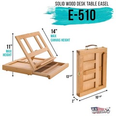 U.S. Art Supply Solana Adjustable Wood Standard Size, Natural Finish