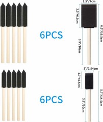12Pcs Foam Paint Brushes Set: 1 Inch & 1.5 Inch Sponge Paint Brushes with Woo…