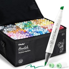 Ohuhu illustration Marker Pen 320 Colors Brush Type w/ Blender Pen Carrying Case