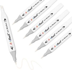 ArtBeek Alcohol Markers, White Blender Pens, 6Pcs Blending Blender Dual Tips