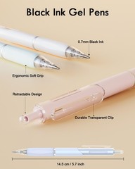 Gel Pens, 6 Pcs 0.7mm Quick Dry Black Ink Pen, Cute Ergonomic Fine Point Smoo…