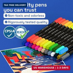 ARTISTRO 24 Precision Dual-Tip Acrylic Paint Markers – Paint Pens Set with Dot &
