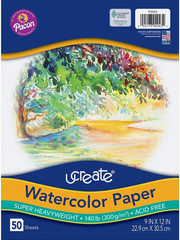 Watercolor Paper, White, Package, 140 Lb., 9″ X 12″, 50 Sheets