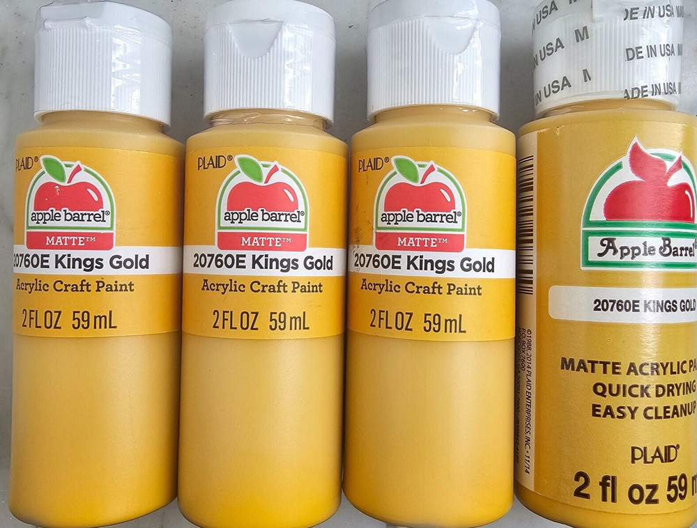 Kings Gold Yellow (4x) 2oz Bottles – (8oz) Apple Barrel Matte Acrylic Paint