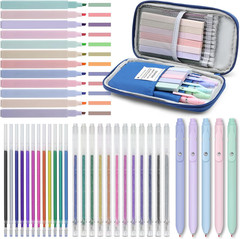 42 Pack Gel Pens for Coloring Books, 5 Gel Pen 0.5Mm Black Ink, 12 Vibrant Spark