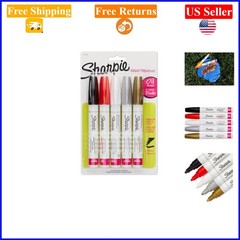 Oil-Based Paint Markers, 5 Colors, Medium Point, Metallic & Assorted