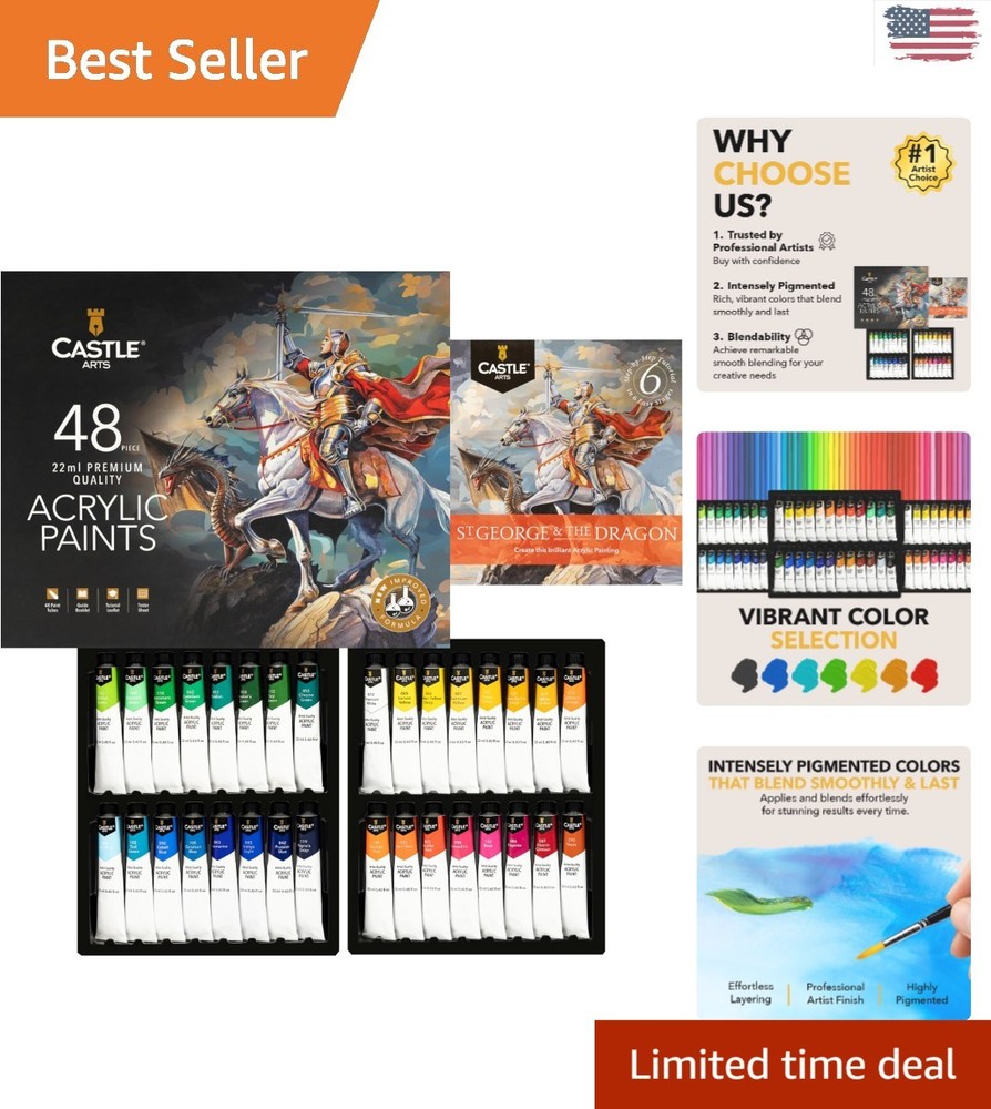 48 x 22ML Acrylic Paint Set – New Formula for Vibrant Artwork & Easy Application