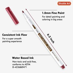 Shuttle Art Metallic Marker Pens, 24 Colors Metallic Paint Markers Fine Point…