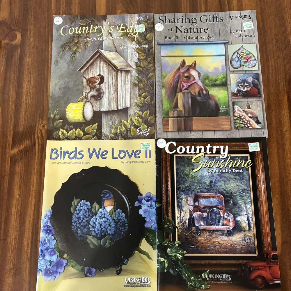 Lot of 4 Painting Instruction Books Traceable Patterns – Country, Birds, Nature
