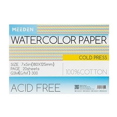 Watercolor Paper Block – 100% Cotton – 20 5×7″ Cold Press Watercolor Paper Pads