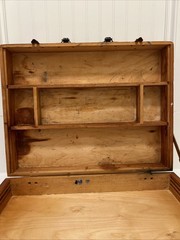 VTG Wooden Hinged Artist Painters Box with Dovetail Design Wood Briefcase Travel