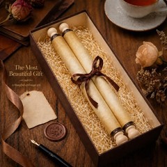 Blank Scroll Paper with Wooden Rods for Writing and Cosplay, 7.1 x 30.5 in