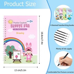 Handwriting Book Practice for Kids,Reusable Grooved Blue