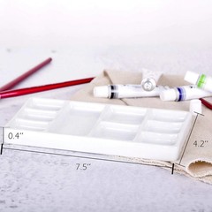 Vanenjoy White Square Ceramic Artist Paint Palette,Porcelain Watercolor Palette,