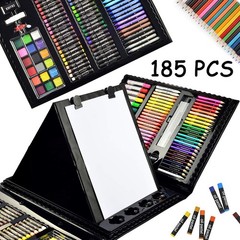 185 Pieces Double Sided Trifold Easel Art Set, Drawing Art Box with Oil Paste…