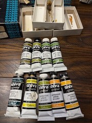 Vintage Shiva Signature Oil Paint Lot 28 Tubes Green Gold Phthalo Leaf Green
