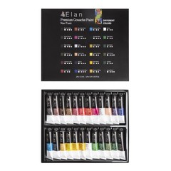 Elan Professional Gouache Paint Set, 24 Rich Colors Gouache Paint Tubes 0.4fl…