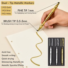 Metallic Markers Pens – White Silver and Gold Paint Pens – 4 Pack