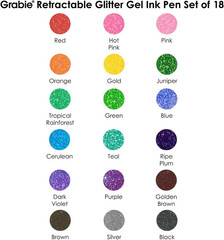 Glitter Gel Pens, 18 Colors Glitter Gel Pens Set, Retractable Sparkle Gel Ink Pe