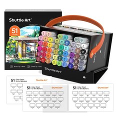 Shuttle Art Alcohol Markers Brush tip, Dual Tip Brush Chisel Tip Art Marker