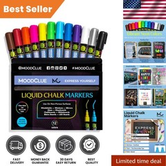 12-Pack Multicolored Liquid Chalk Markers for Glass and Whiteboards – Easy Clean