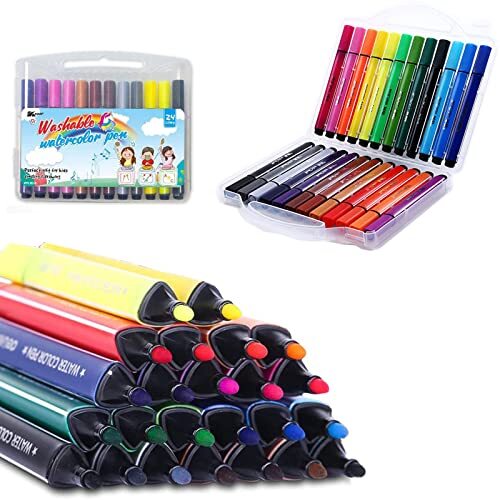 Triangle Shape Washable Coloring Pens Felt Tip for Kids Coloring Book Doodlin…