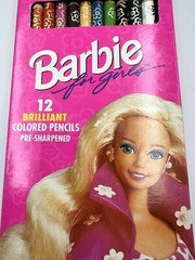 New Vintage Barbie For girls 12 Brilliant Colored Pencils Pre-Sharpened 1994
