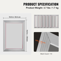 6 Pieces Aluminum, 10X14Inch Silk Screen Frame with 110 Count High Tensio