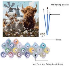 Cattle Paint by Numbers Kit for Adults Beginner,Easy Adult Paint by Number K…