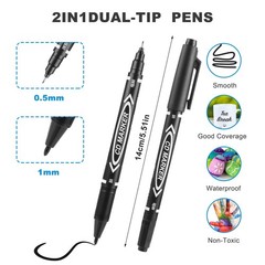 Black Markers for Drawing 10 Pack Dual Tip Brush Pens Permanent Marker Set